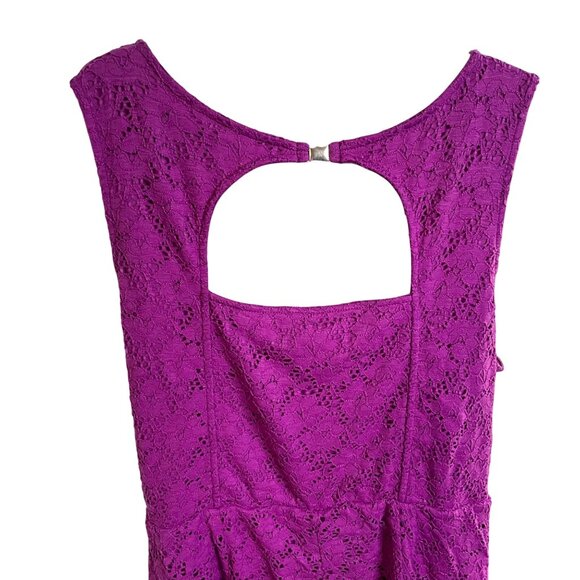 Lane Bryant Purple Lace Sleeveless Dress Size 28 Scoop Neck Keyhole Back u - Picture 7 of 7